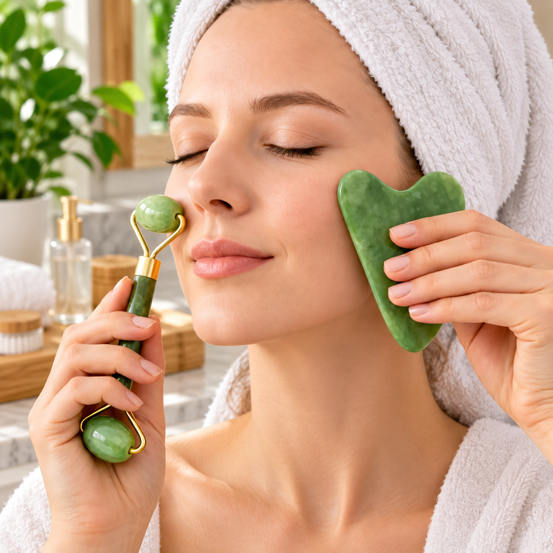 Kit Rolo de Jade e Gua Sha