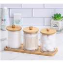 Organizador De Cosméticos Multiuso Porta Algodão Cotonete Duplo Com Tampa Dourada Acrílico Resistente