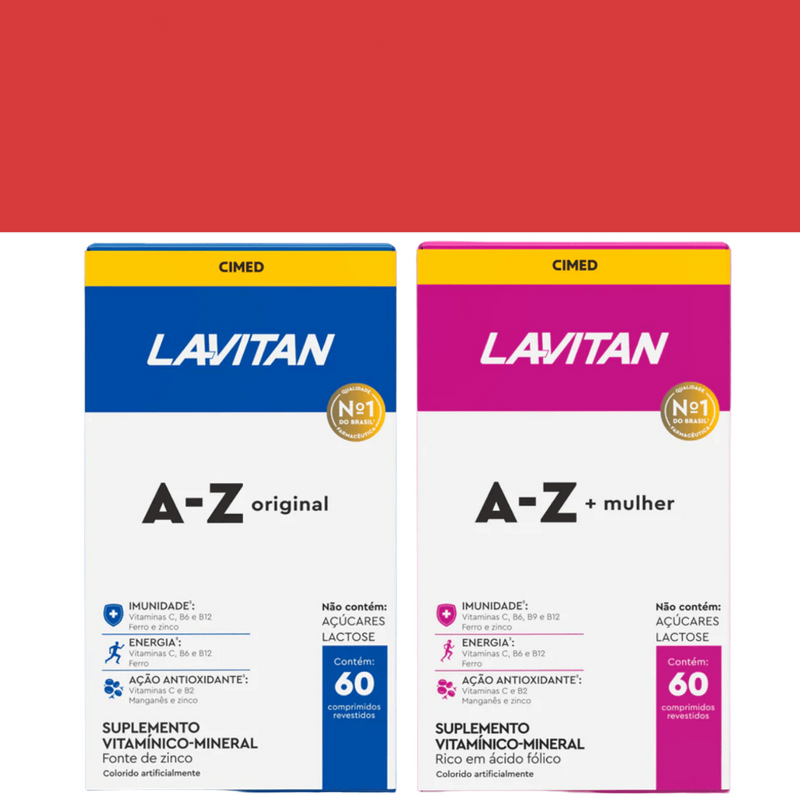 Kit 02 Lavitan 1 Az Mulher C/60 Comp + 1 Az Homem C/60 Comp Original Cimed