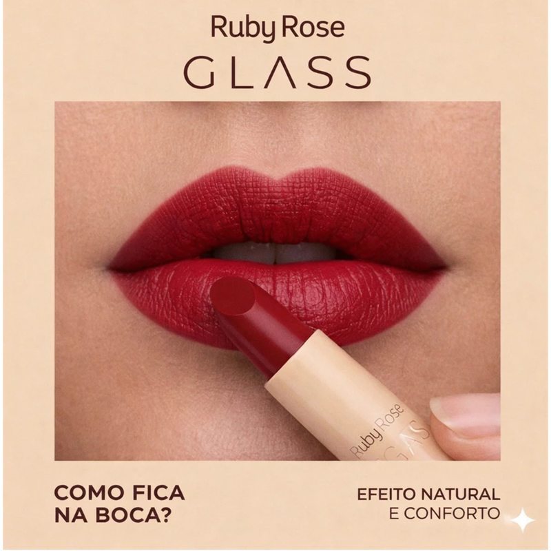 Batom Bala Creamy Matte Glass Ruby Rose